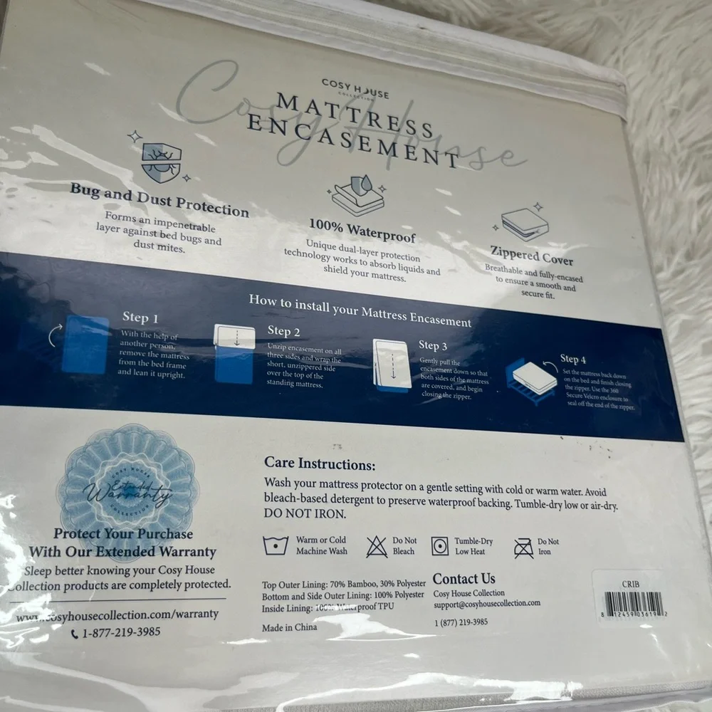 Cosy House Collection Luxury Zippered Mattress Encasement - Crib Size/ Toddler